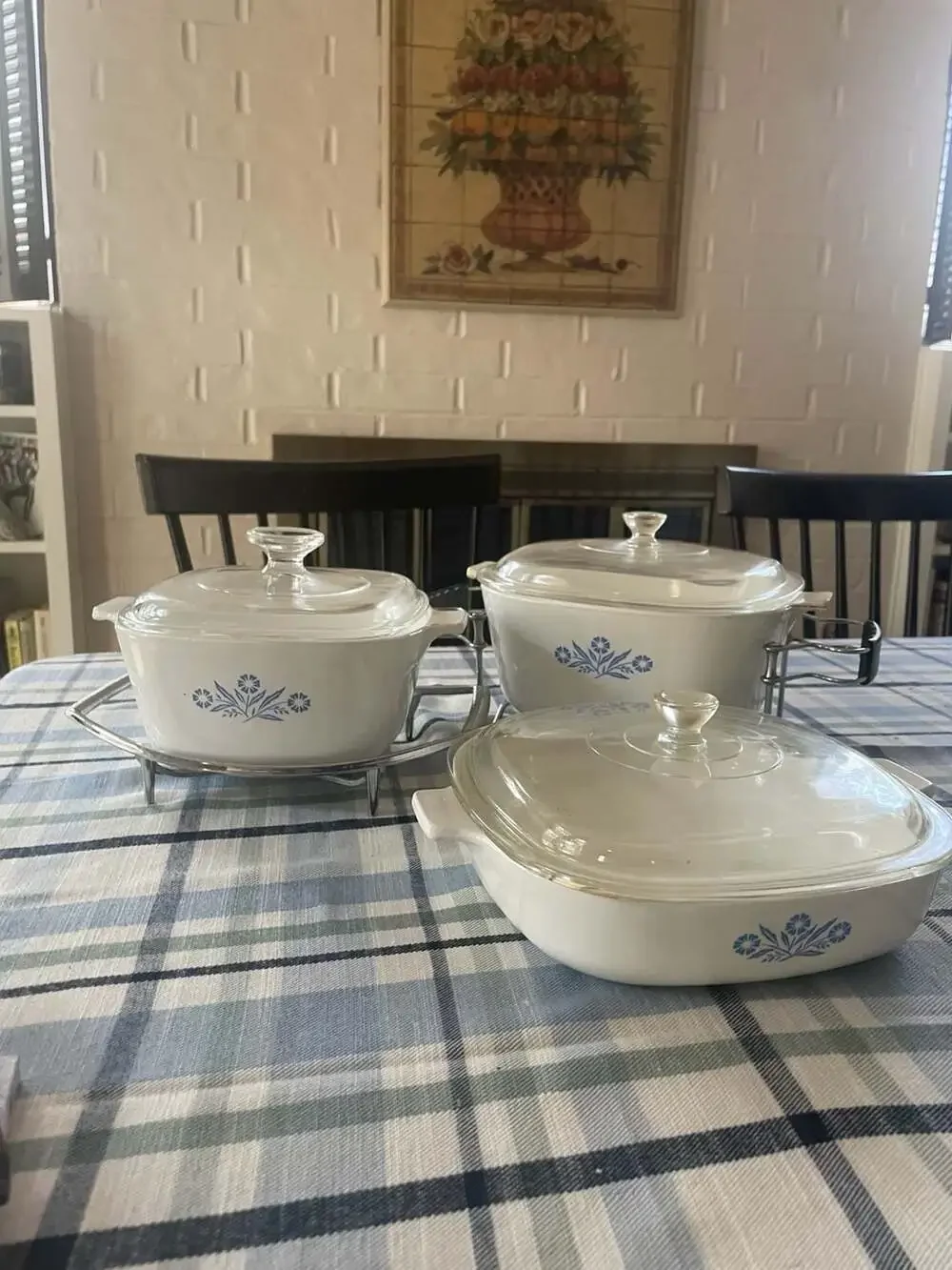 CorningWare blue cornflower casserole dish set